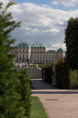 VIENNA, AUSTRIA - August 14, 2019: Belvedere Palace in Vienna, Austria. The palace were built in the 18th century as a summer residence by Prince Eugene of Savoy, one of the Holy Roman Empire's most distinguished statesmen and military commanders.のeditorial素材