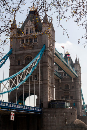 London, England - Aril 2, 2012: Tower Bridge, most famous bridge in London across the River Thames....