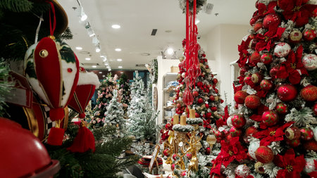 Belgrade, Serbia - November 06, 2022: Casa Bianca store selling Christmas trees and holiday decoration in shopping mall called Usce in Belgrade, Serbia. Casa Bianca is an Italian brand working worldwide.のeditorial素材