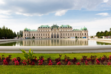 Vienna, Austria - July 5, 2018: Belvedere Baroque style palace was built by Prince Eugen who was a field marshal in the army of the Holy Roman Empire and of the Austrian Habsburg dynasty during the 17th and 18th centuries in Vienna, Austriaのeditorial素材