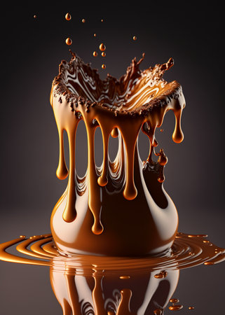 Melting chocolate Dripping, oozing, splashing. Ai generative imageの素材