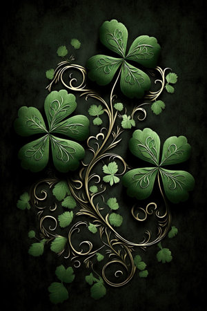 Saint Patrick's day four leaf clover background. Ai generativeの素材