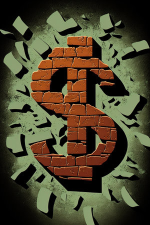 Dollar sign made of bricks. Ai generative illustrationの素材