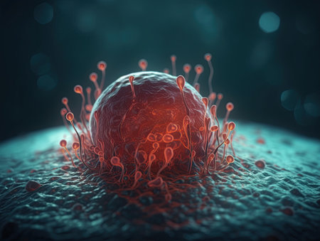 Human cell microscopic image. Ai generative illustrationの素材