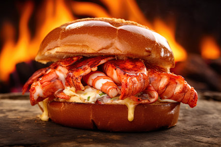 Lobster sandwich on barbecue. Ai generative imageの素材