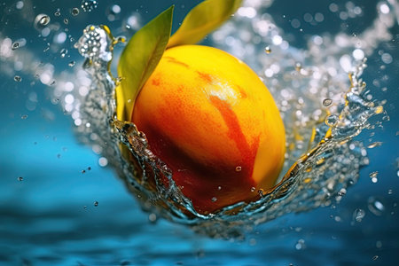 Mango in water splash. Ai generative imageの素材