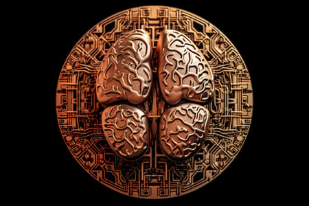 Artificial Intelligence computer processor. Human brain as a robot. Generative Ai illustrationの素材