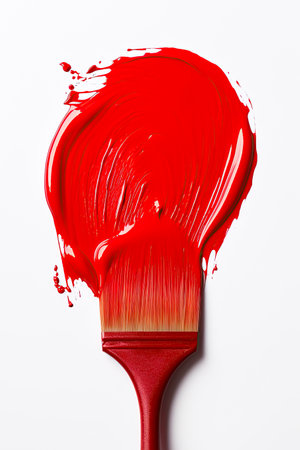 Paint brush and trail of red paint. Smears and smudges. Ai generative imageの素材