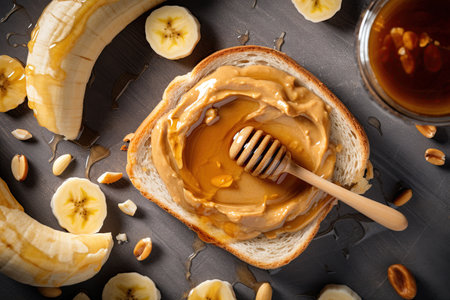Peanut utter banana sandwich. Ai generativeの素材