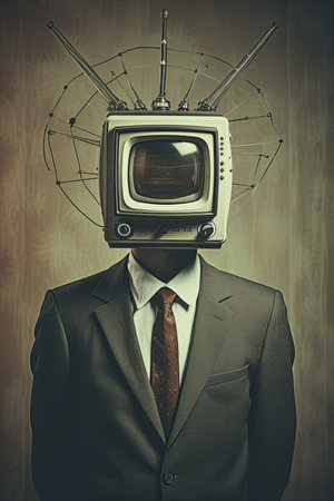 Man with television insted of a head. Ai generative illustrationの素材