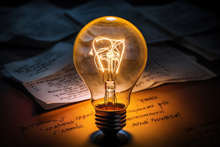 Light bulb. Innovative idea and creative thinking concept. Ai generativeの素材