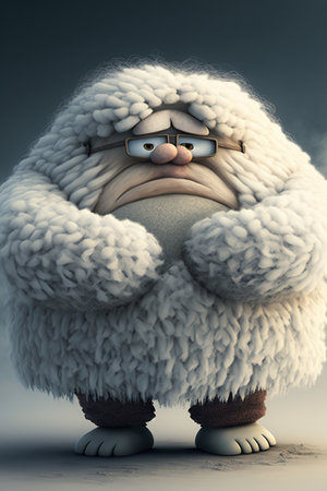 Yeti monster cartoon character. Ai generative illustrationの素材