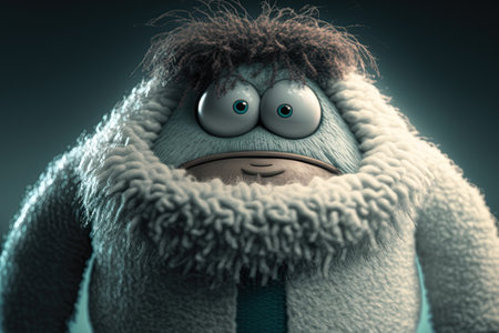 Yeti monster cartoon character. Ai generative illustrationの素材