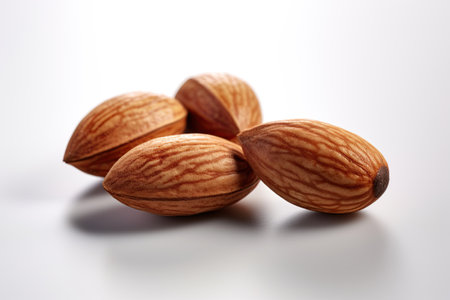Almond nuts on white background. Ai generative imageの素材