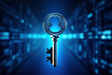Key security concept. Cyber security. Information technology and data saftey. Ai Generative illustrationの素材