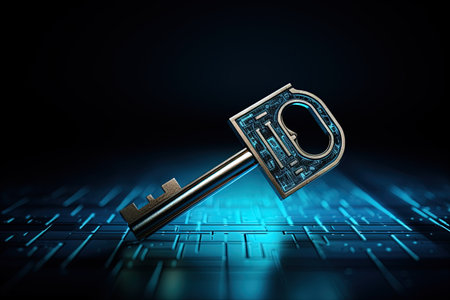 Key security concept. Cyber security. Information technology and data saftey. Ai Generative illustrationの素材