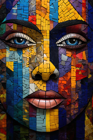 Abstract collage, mosaic art design of beautiful woman. Ai generative illustrationの素材