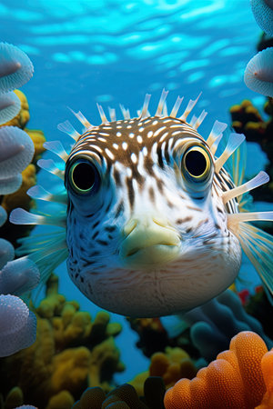 Puffer fish in the ocean. Ai generative imageの素材