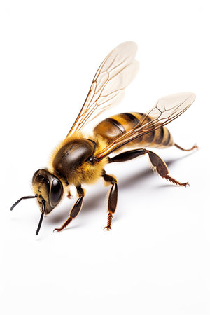Bee isolated on white background. Ai generative imageの素材