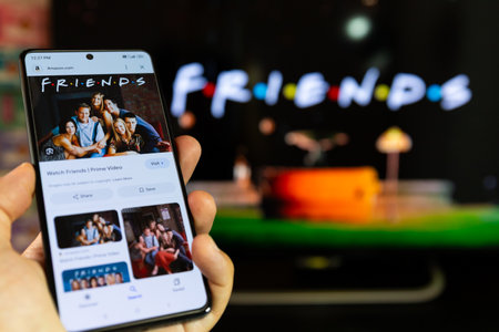 Belgrade, Serbia - OCTOBER 30, 2023: Watch Friends tv show on Amazon Prime via Smartphone. Popular...