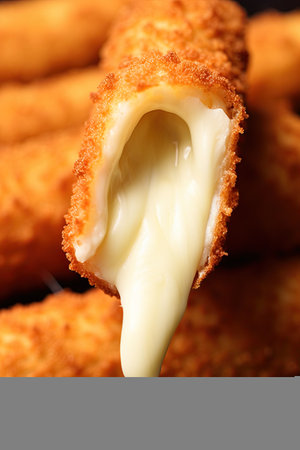 Mozzarella sticks with melting cheese. Ai Generative imageの素材