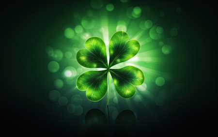 Four leaf clover background. St. Patrick's day wallpaper design. Ai Generative illustrationの素材