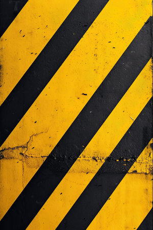 Warning striped background. Yellow and black stripes. Danger, caution  sign. Ai generative illustrationの素材