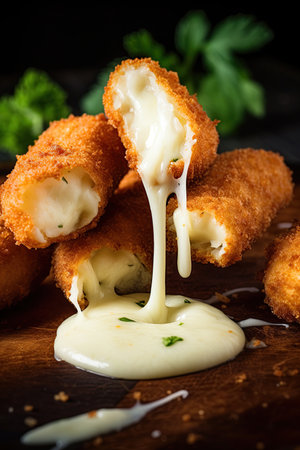 Mozzarella sticks with melting cheese. Ai Generative imageの素材