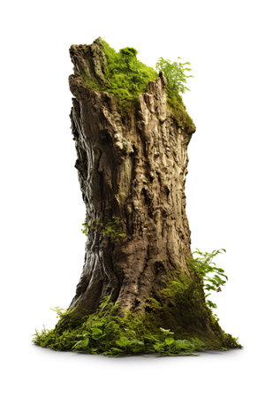 Tree trunk isolated on white background. Ai Generative imageの素材