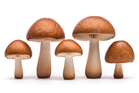 Shimeji mushrooms isolated on white background. Ai Generative imageの素材