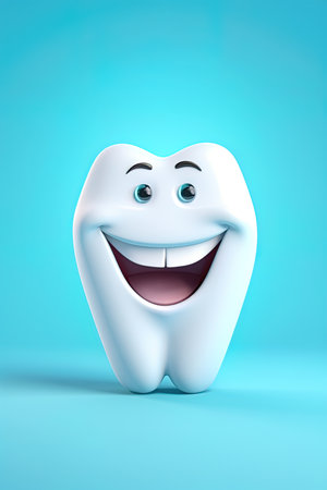 Tooth with smiling face. Ai generative illustrationの素材