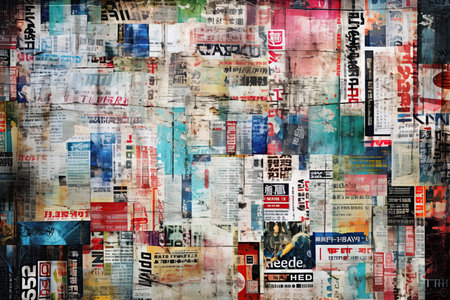 Newspaper collage background texture. Ai Generative illustrationの素材