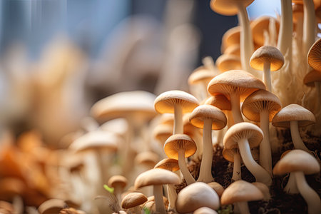 Mushrooms cultivation. Farming and agriculture. Ai Generative imageの素材