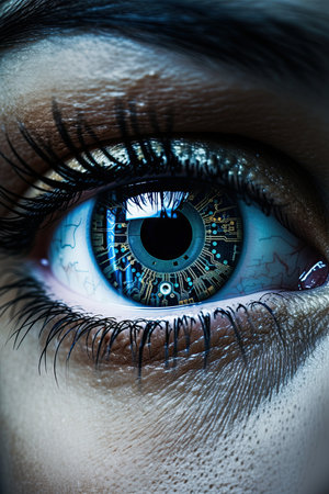 Cybernetic eye closeup. Future technology. Ai Generative imageの素材