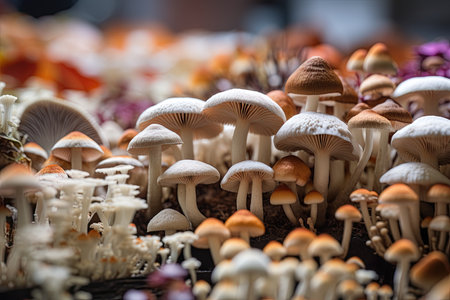 Mushrooms cultivation. Farming and agriculture. Ai Generative imageの素材