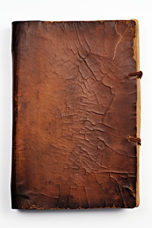 Vintage leather book cover isolated on white background. Ai Generativeの素材