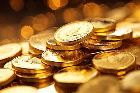 Gold coins. Finance, savings and investment concept. Ai Generative imageの素材