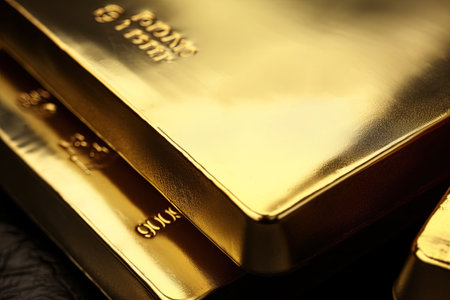 Gold bars. Golden bullions. Treasure and Finance concept. Ai Generative imageの素材