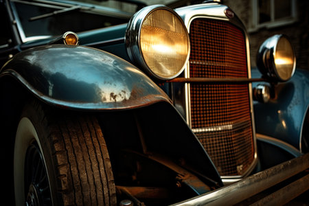 Old timer car. Classic car. Front view. Ai Generative imageの素材