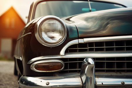 Old timer car. Classic car. Front view. Ai Generative imageの素材