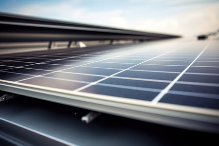 Solar panels. Sustainable, renewable, green energy. Ai Generative imageの素材