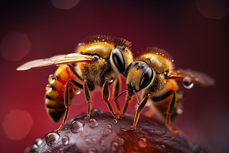 Two bees in Love. Happy Valentine's day. Ai Generativeの素材
