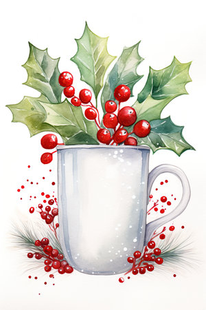 Festive Watercolor Christmas Mug Design. Ai generativeの素材