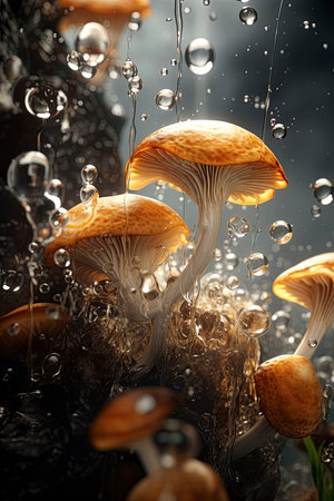 Mushrooms in the forest. Generative Aiの素材