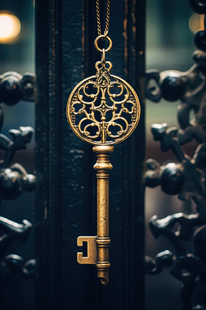 Vintage key hanging. Ai generative imageの素材
