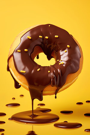 Donut with dripping chocolate. Ai Generative imageの素材