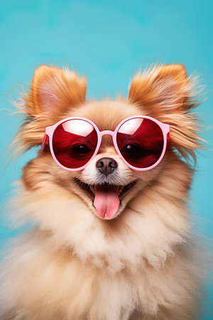 Cute dog wearing sunglasses. Ai generative imageの素材