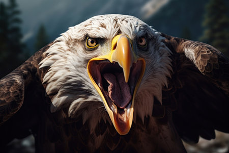 American Bald Eagle attacking. Closeup shot. Ai generative imageの素材