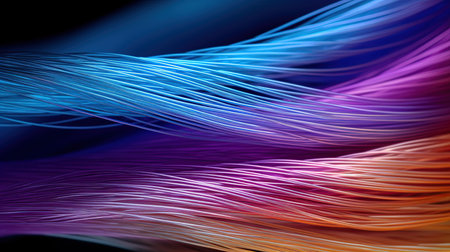 Optical fiber cable. Microscopic view. Technology background design. Ai generativeの素材