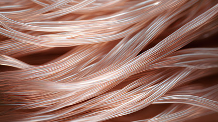 Optical fiber cable. Microscopic view. Technology background design. Ai generativeの素材